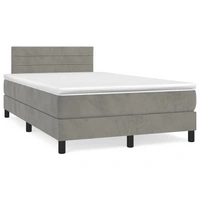 vidaXL Boxspringbett mit Matratze Hellgrau 120x200 cm Samt vidaXL Boxspringbett mit Matratze Hellgrau 120x200 cm Samt