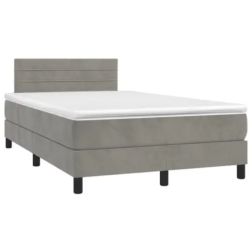 vidaXL Boxspringbett mit Matratze Hellgrau 120x200 cm Samt vidaXL Boxspringbett mit Matratze Hellgrau 120x200 cm Samt