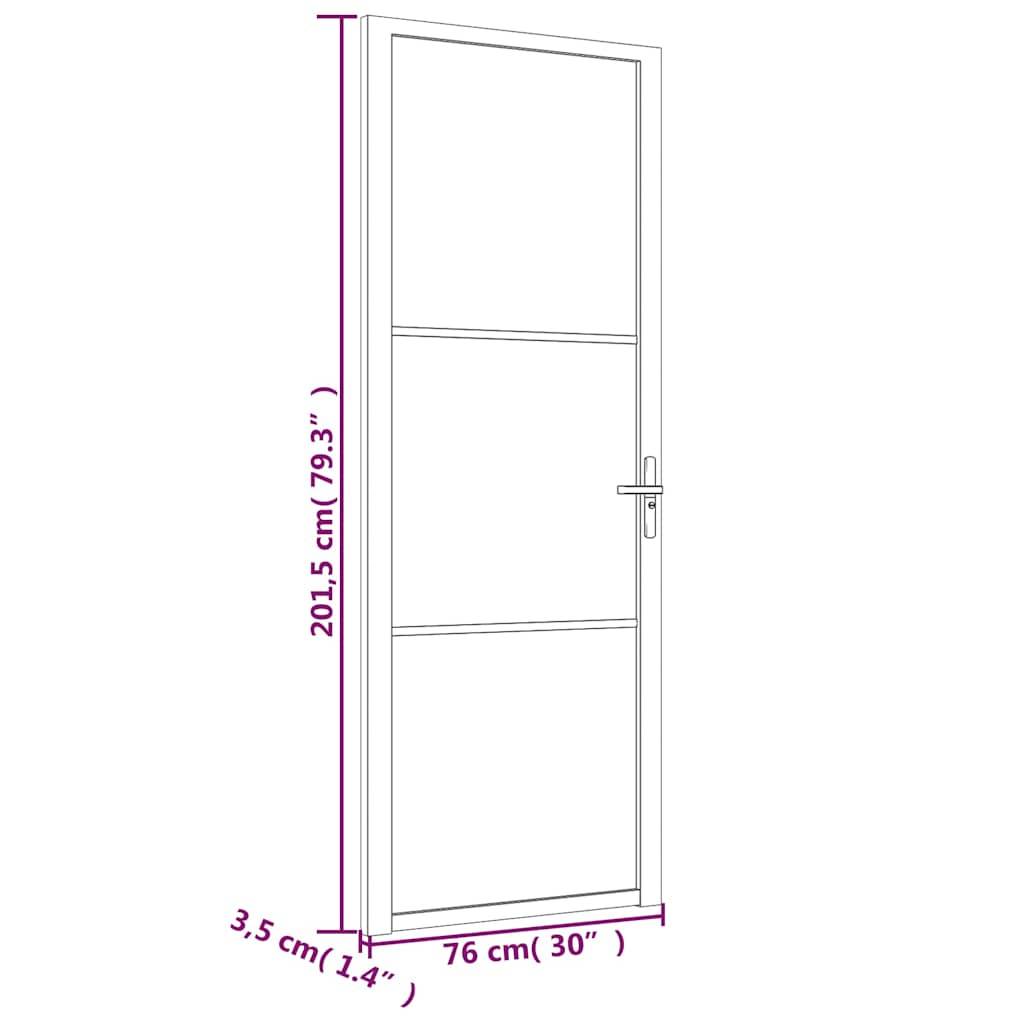 vidaXL Innentür 76x201,5 cm Weiß Mattglas und Aluminium