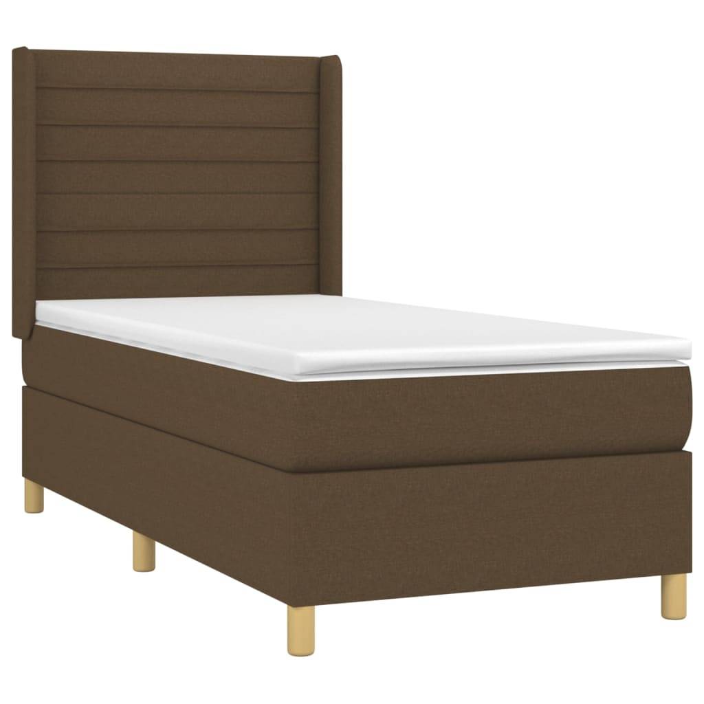 vidaXL Boxspringbett mit Matratze Dunkelbraun 100x200 cm Stoff