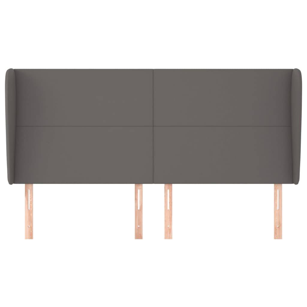 vidaXL Kopfteil mit Ohren Grau 163x23x118/128 cm Kunstleder