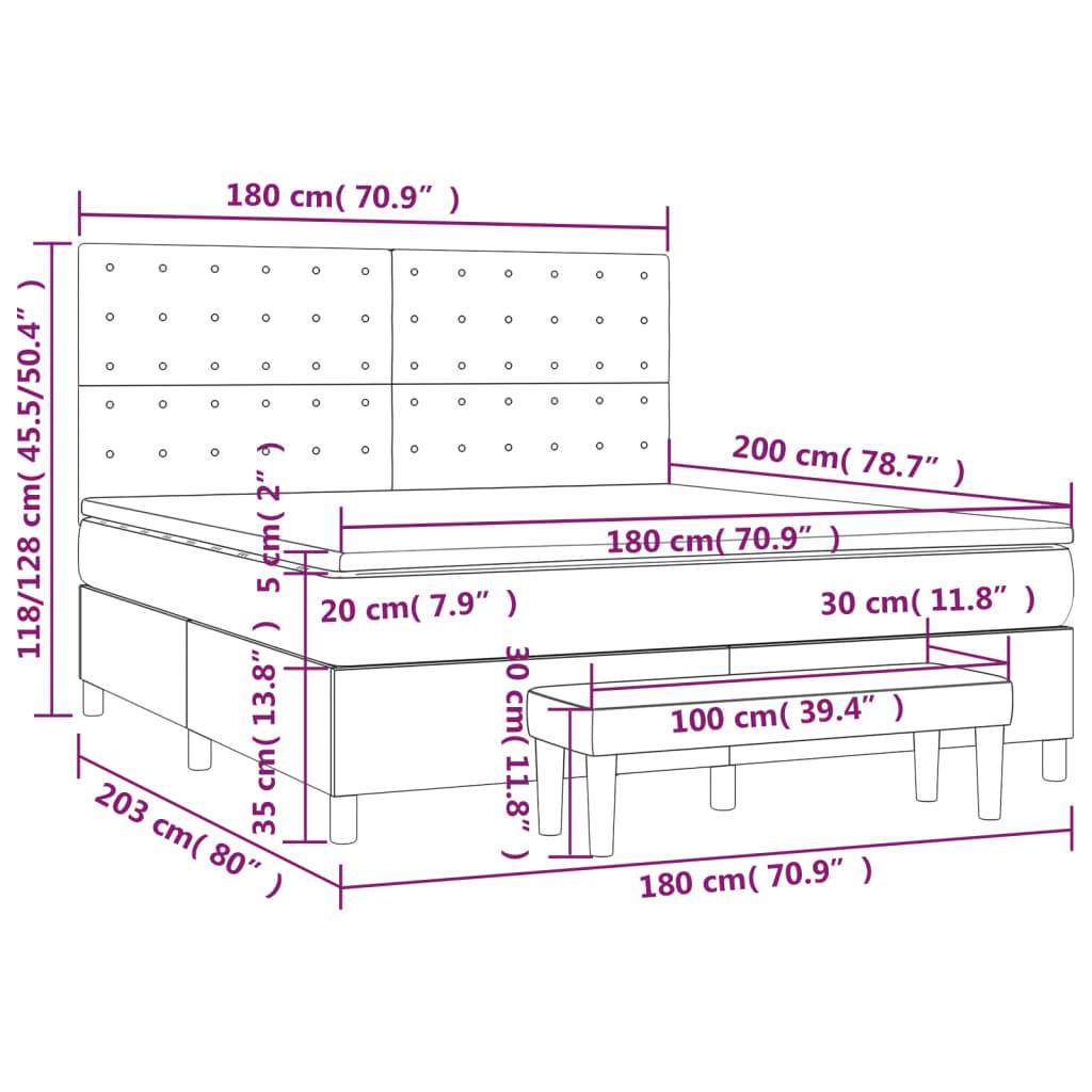 vidaXL Boxspringbett mit Matratze Dunkelblau 180x200 cm Samt