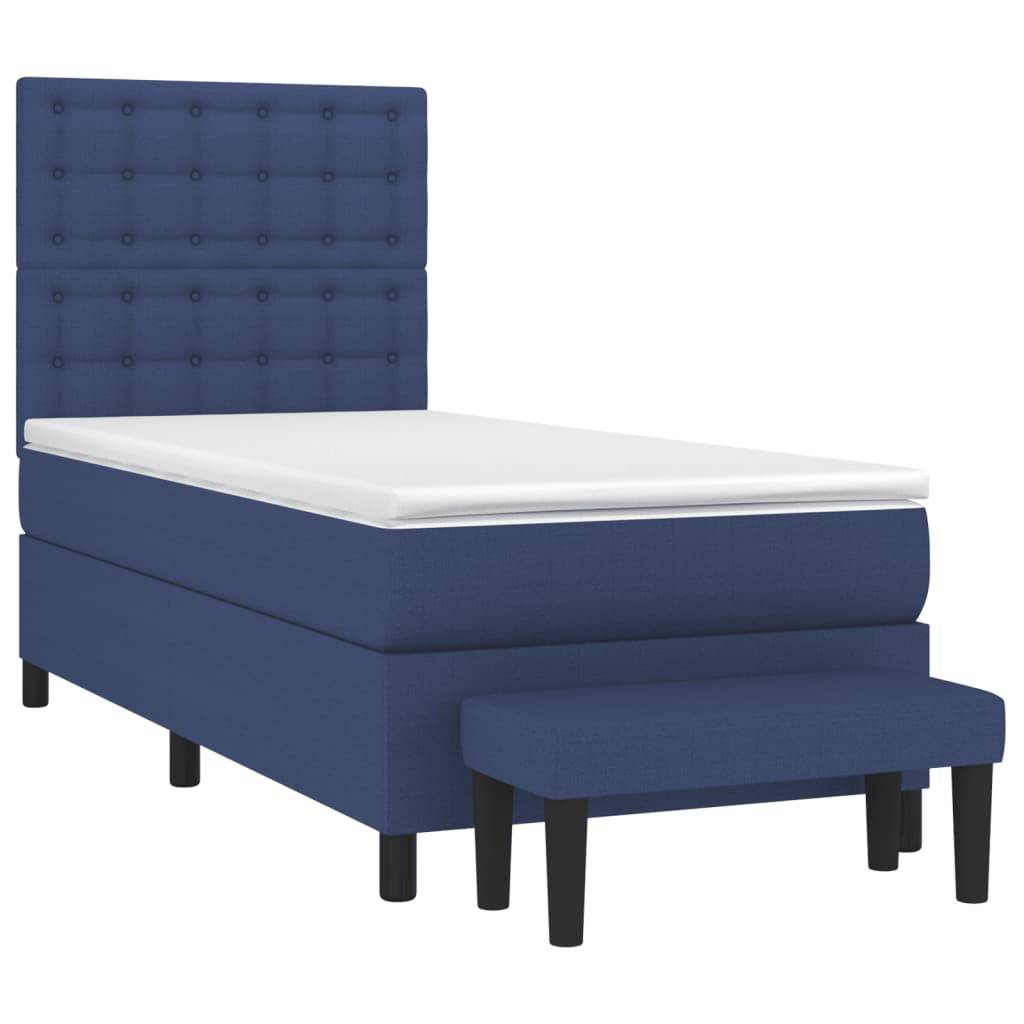vidaXL Boxspringbett mit Matratze Blau 90x200 cm Stoff