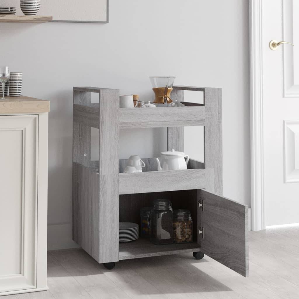 vidaXL Küchenwagen Grau Sonoma 60x45x80 cm Holzwerkstoff