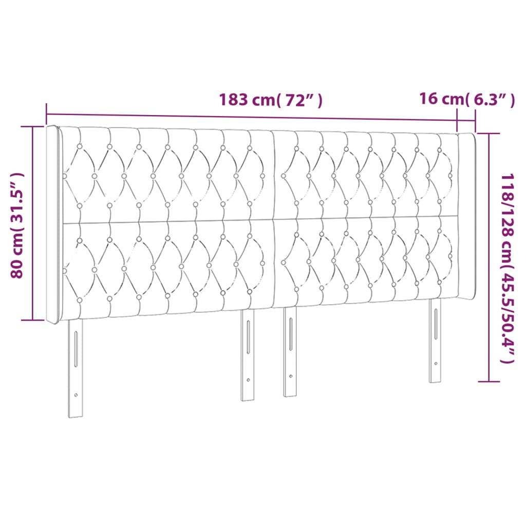vidaXL LED Kopfteil Blau 183x16x118/128 cm Stoff