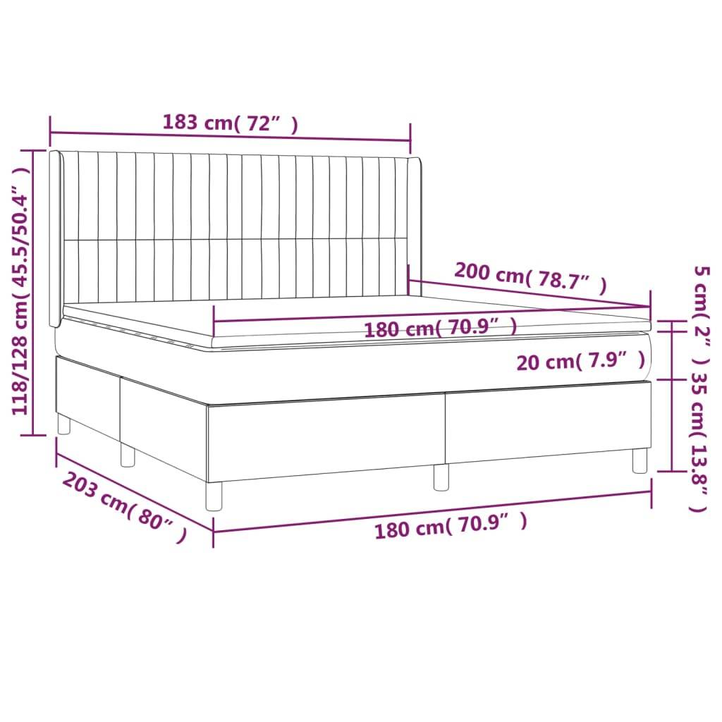vidaXL Boxspringbett mit Matratze Dunkelgrün 180x200 cm Samt