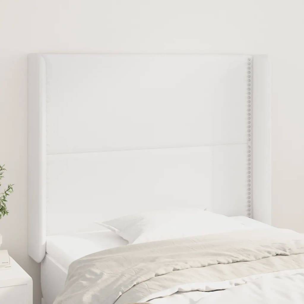 vidaXL Kopfteil mit Ohren Weiß 103x16x118/128 cm Kunstleder