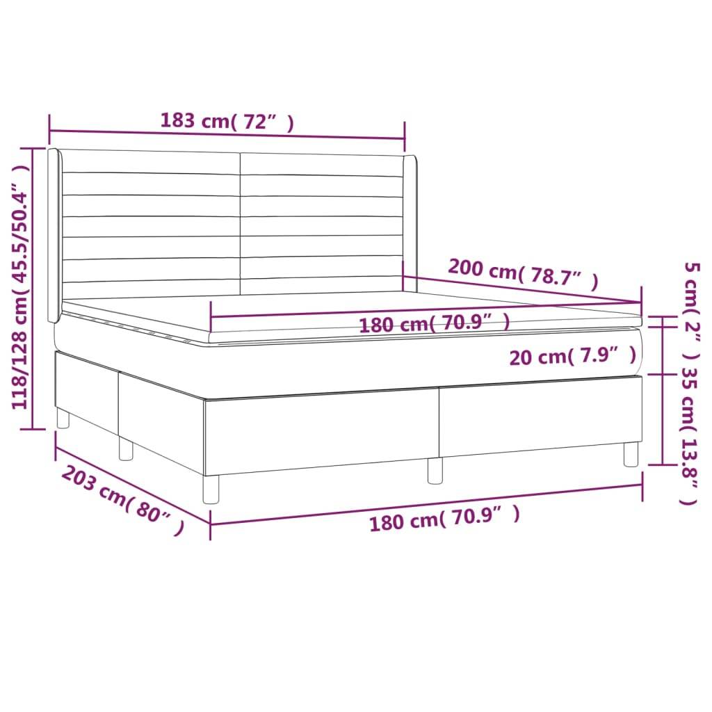 vidaXL Boxspringbett mit Matratze Blau 180x200 cm Stoff