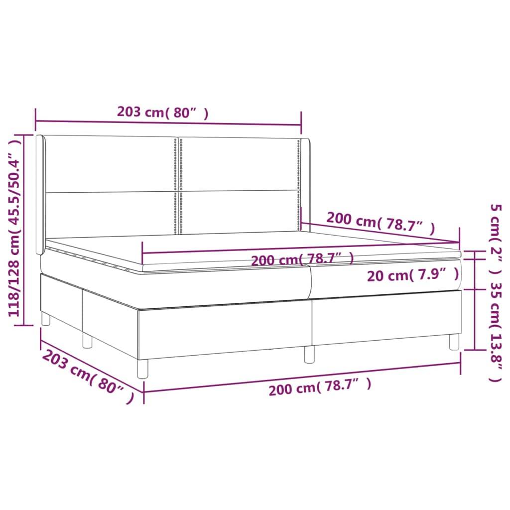 vidaXL Boxspringbett mit Matratze Dunkelgrün 200x200 cm Samt