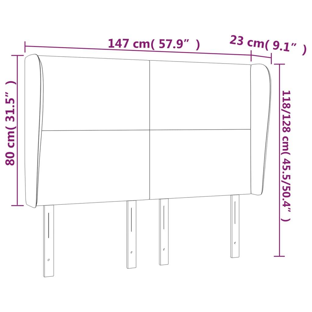 vidaXL Kopfteil mit Ohren Creme 147x23x118/128 cm Kunstleder