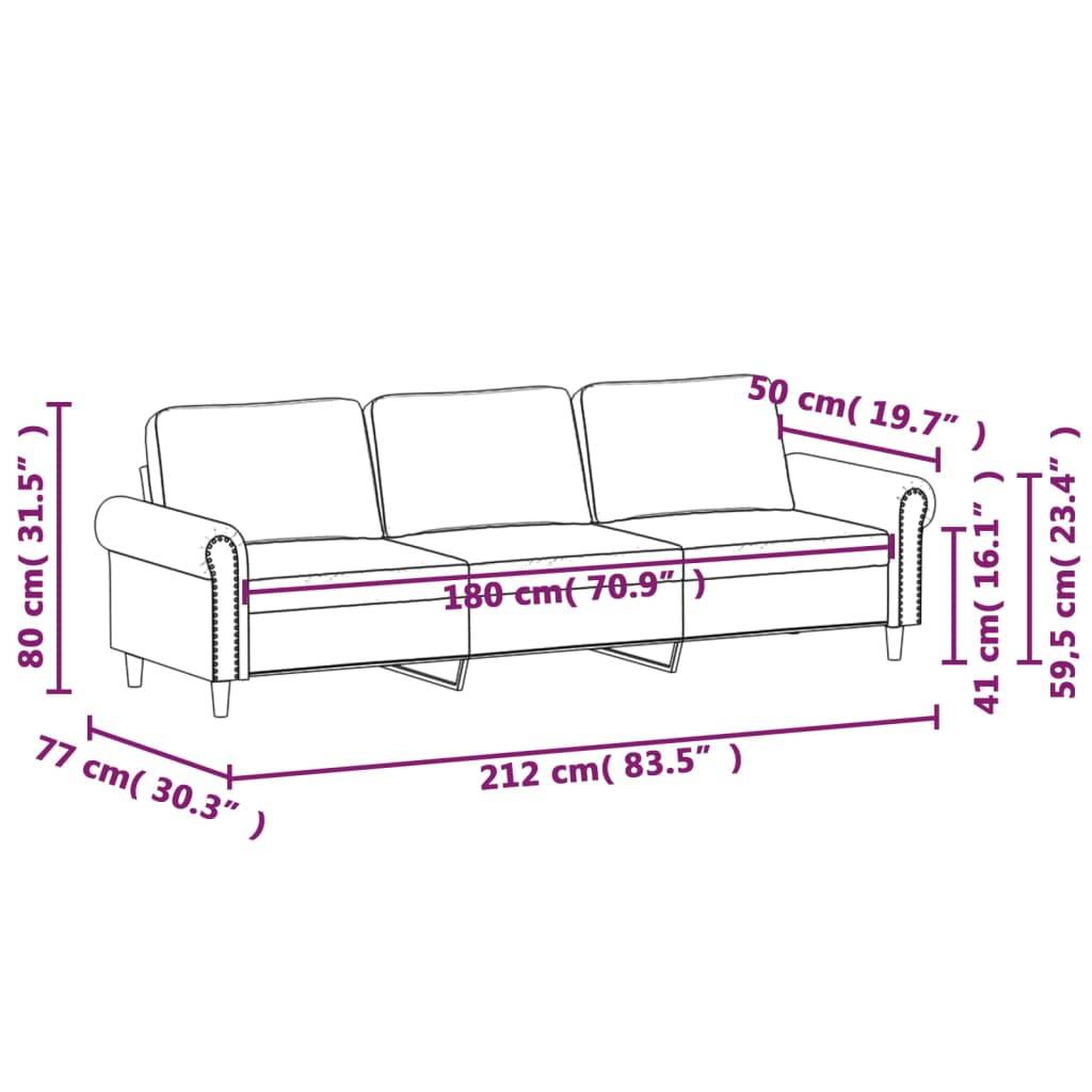 vidaXL 3-Sitzer-Sofa Weinrot 180 cm Samt