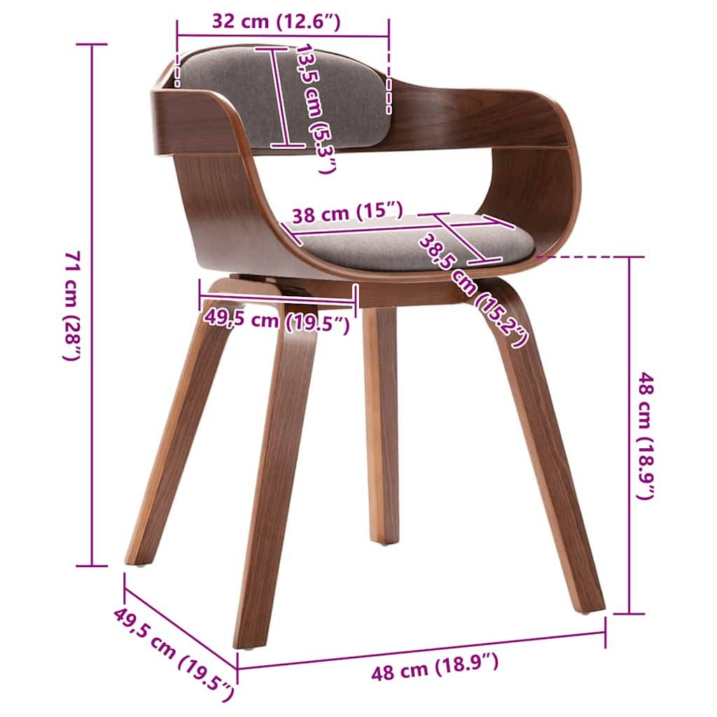 vidaXL Esszimmerstuhl Taupe Bugholz und Stoff