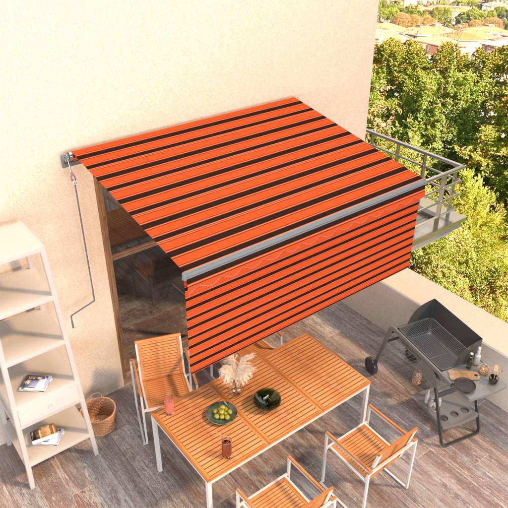 vidaXL Markise Automatisch Einziehbar mit Volant 3,5x2,5m Orange Braun