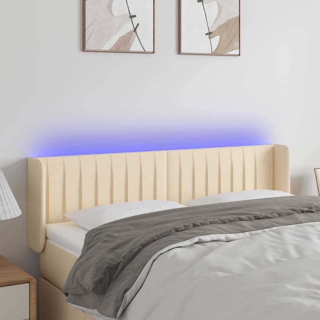 vidaXL LED Kopfteil Creme 147x16x78/88 cm Stoff