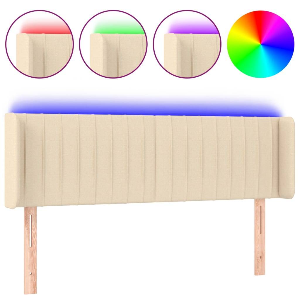 vidaXL LED Kopfteil Creme 147x16x78/88 cm Stoff