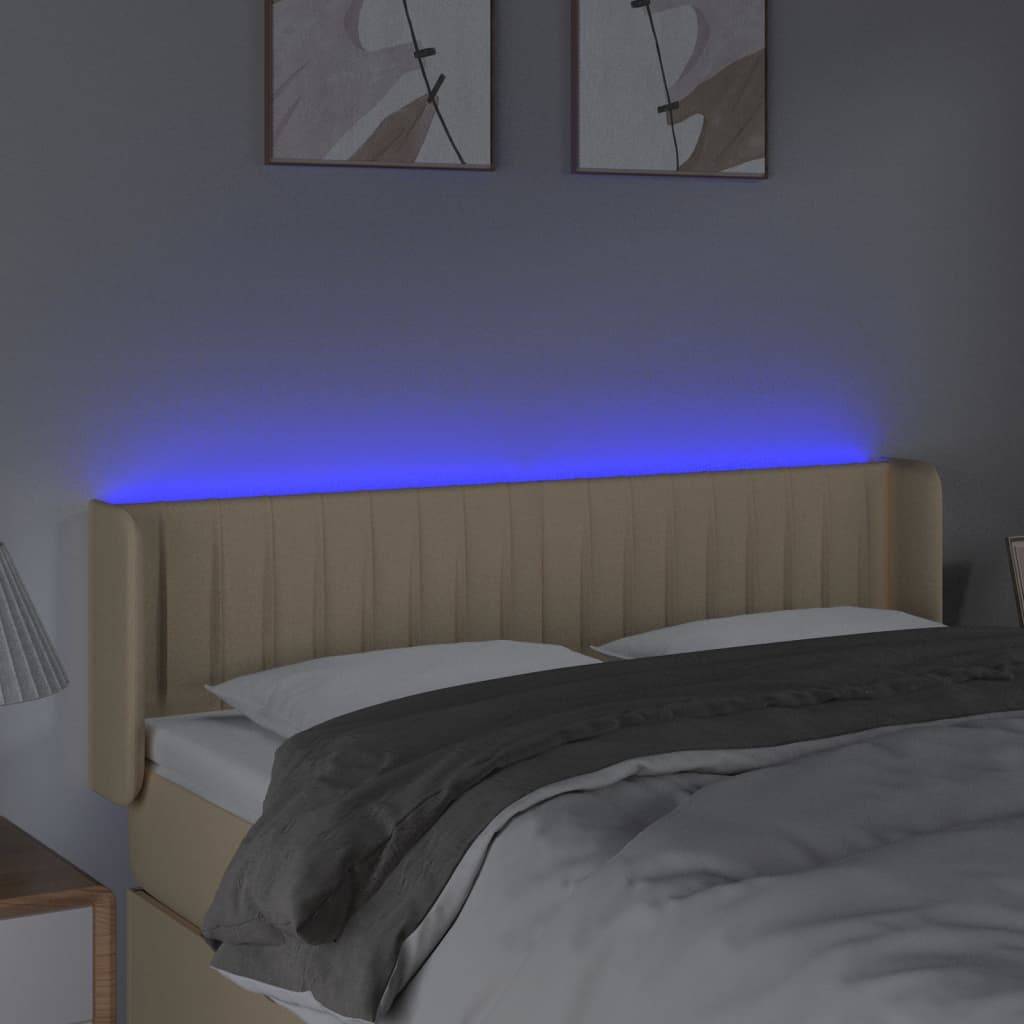 vidaXL LED Kopfteil Creme 147x16x78/88 cm Stoff