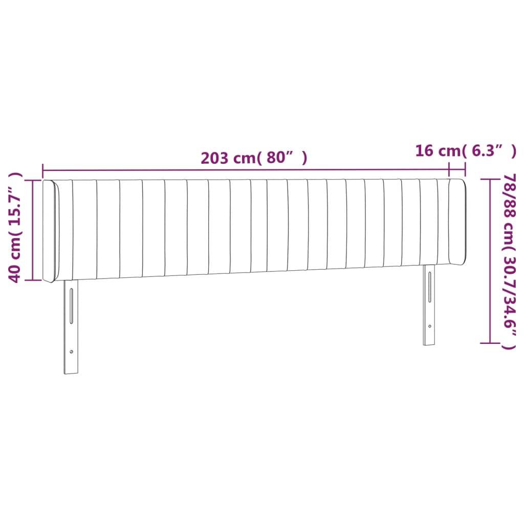 vidaXL Kopfteil mit Ohren Dunkelgrün 203x16x78/88 cm Samt