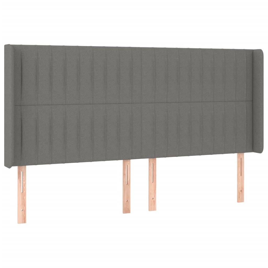 vidaXL LED Kopfteil Dunkelgrau 203x16x118/128 cm Stoff