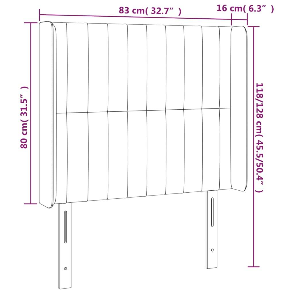 vidaXL LED Kopfteil Hellgrau 83x16x118/128 cm Stoff