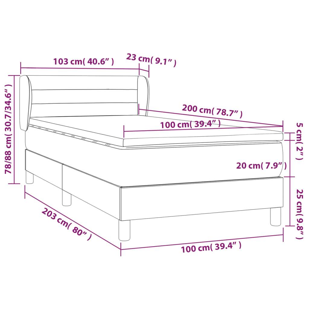 vidaXL Boxspringbett mit Matratze Schwarz 100x200 cm Samt