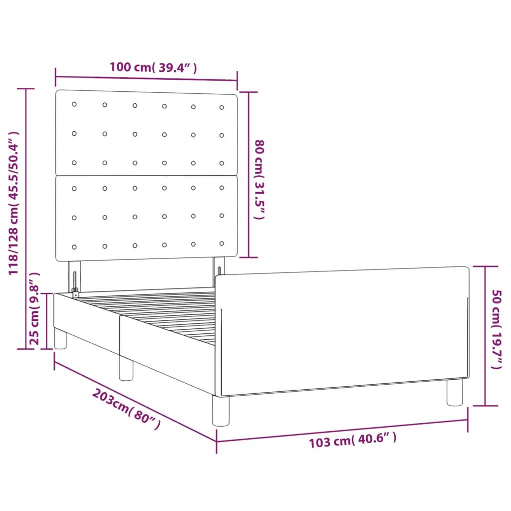 vidaXL Bettgestell ohne Matratze Schwarz 100x200 cm Samt