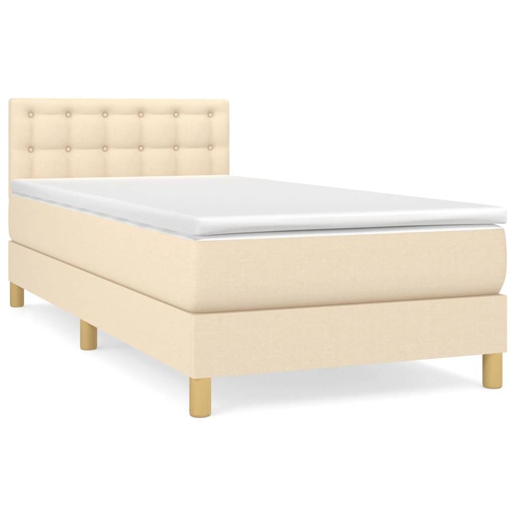 vidaXL Boxspringbett mit Matratze Creme 100x200 cm Stoff