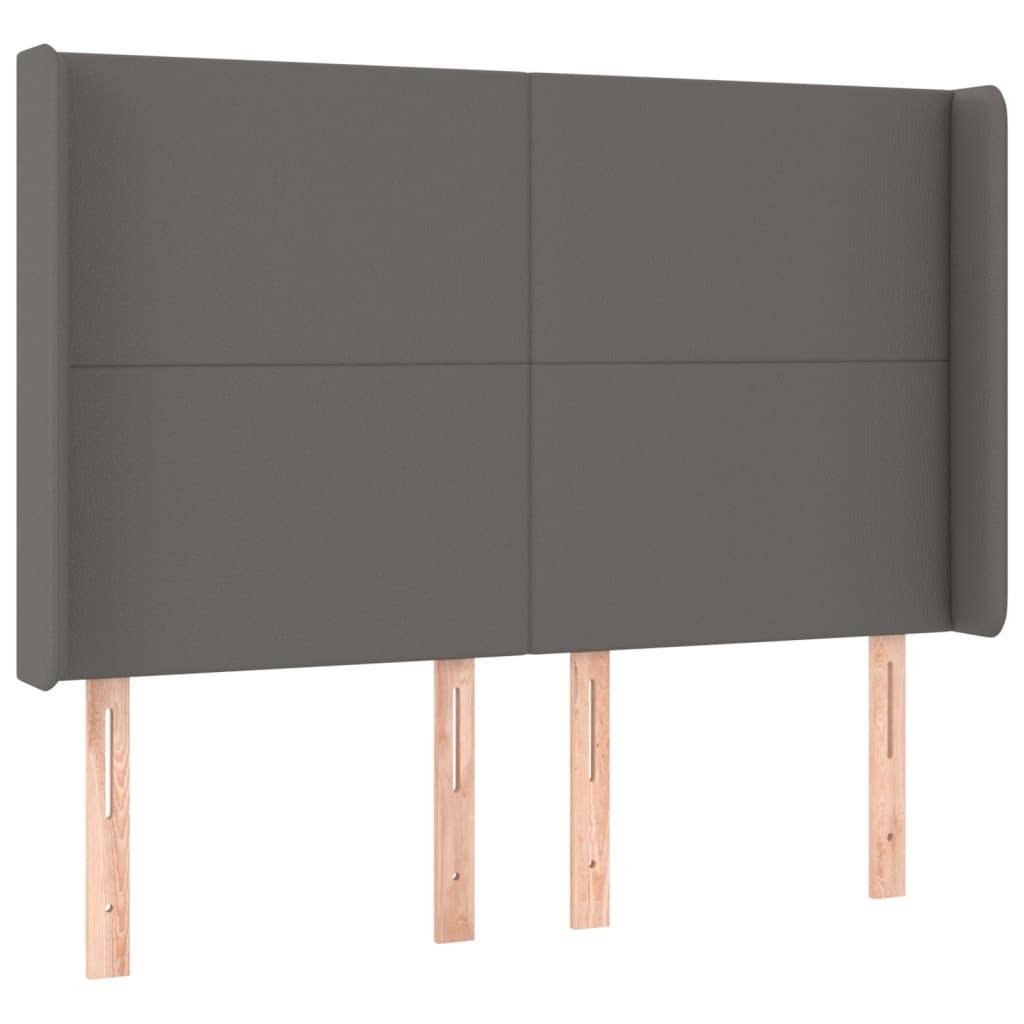 vidaXL Kopfteil mit Ohren Grau 147x16x118/128 cm Kunstleder