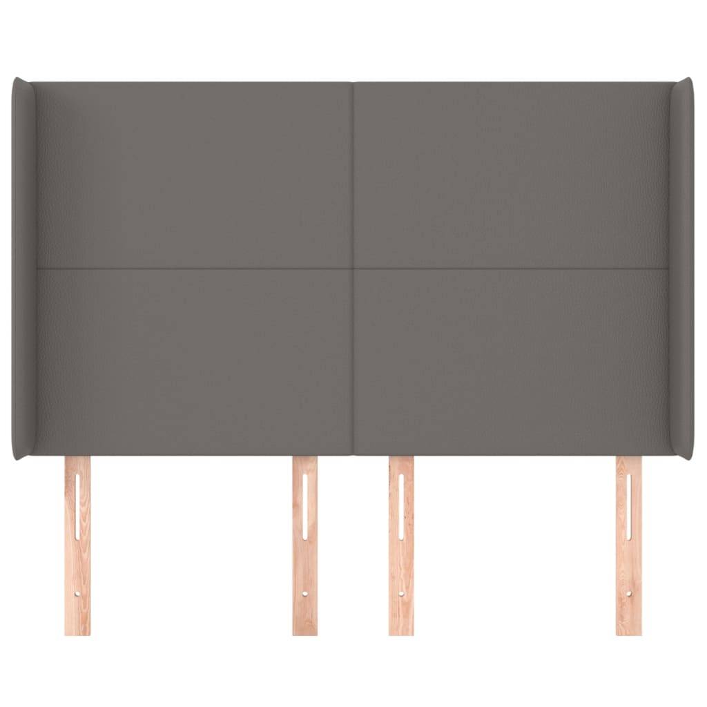 vidaXL Kopfteil mit Ohren Grau 147x16x118/128 cm Kunstleder