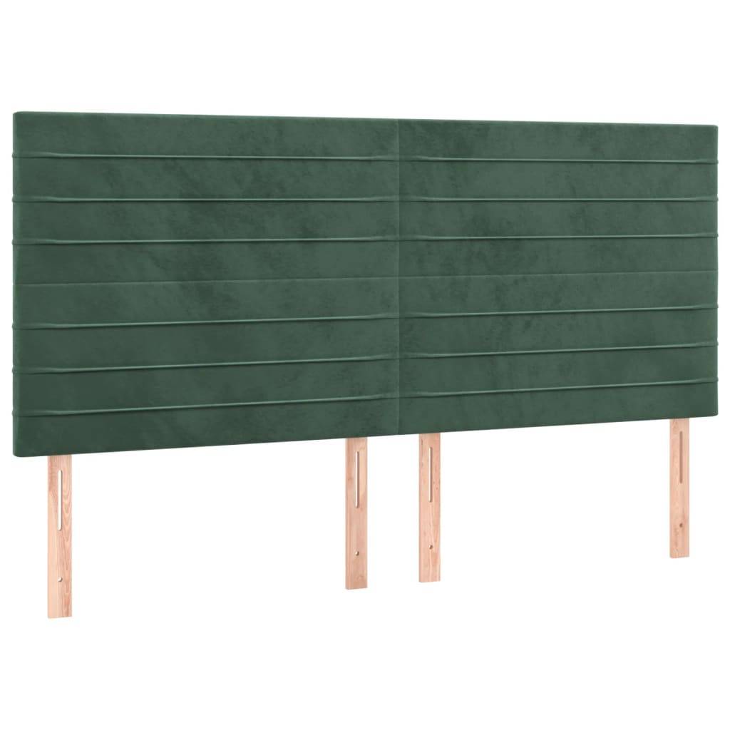 vidaXL Boxspringbett mit Matratze & LED Dunkelgrün 200x200 cm Samt
