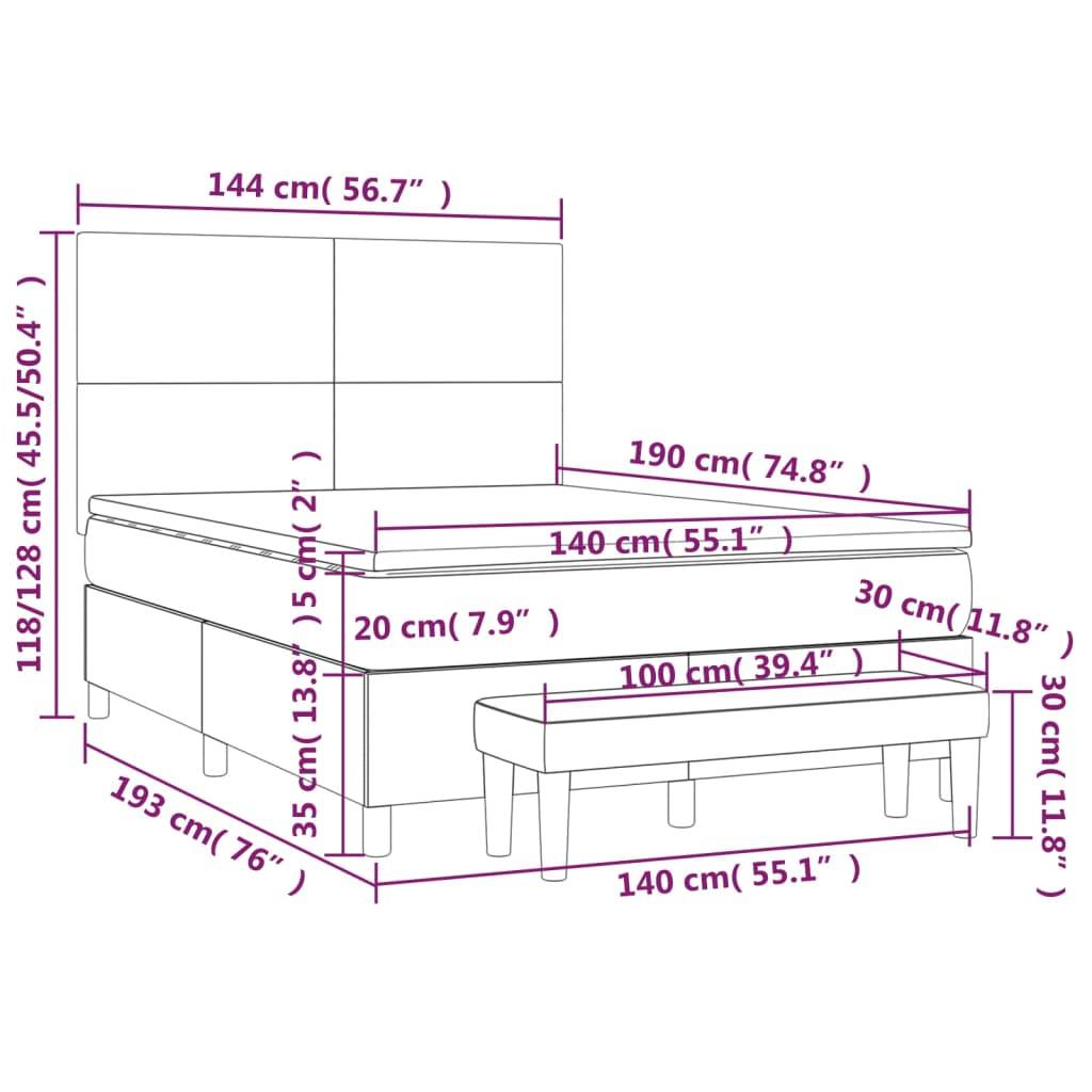 vidaXL Boxspringbett mit Matratze Rosa 140x190 cm Samt