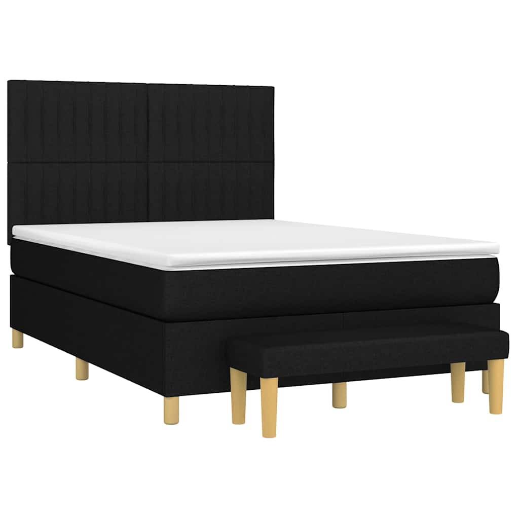 vidaXL Boxspringbett mit Matratze Schwarz 140x190 cm Stoff