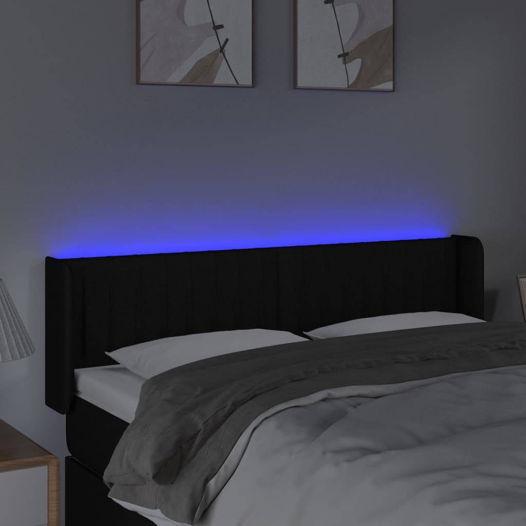 vidaXL LED Kopfteil Schwarz 147x16x78/88 cm Stoff