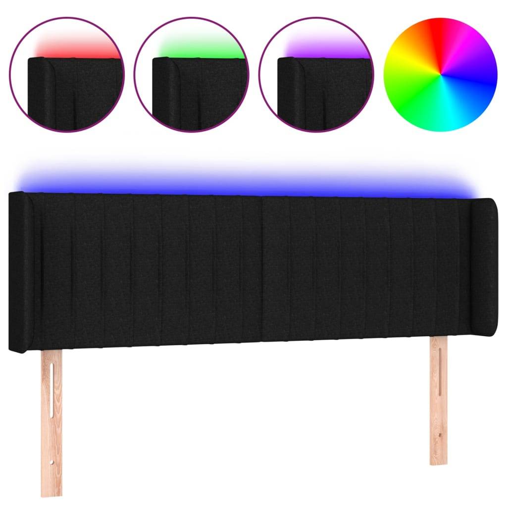 vidaXL LED Kopfteil Schwarz 147x16x78/88 cm Stoff