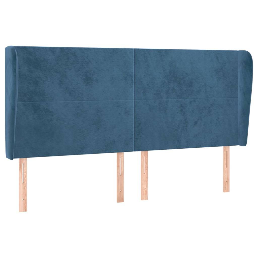 vidaXL Kopfteil mit Ohren Dunkelblau 163x23x118/128 cm Samt