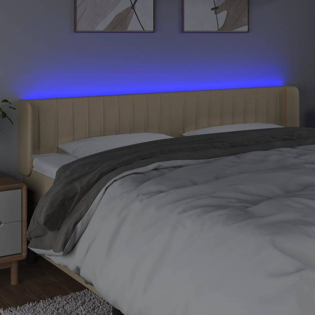 vidaXL LED Kopfteil Creme 183x16x78/88 cm Stoff