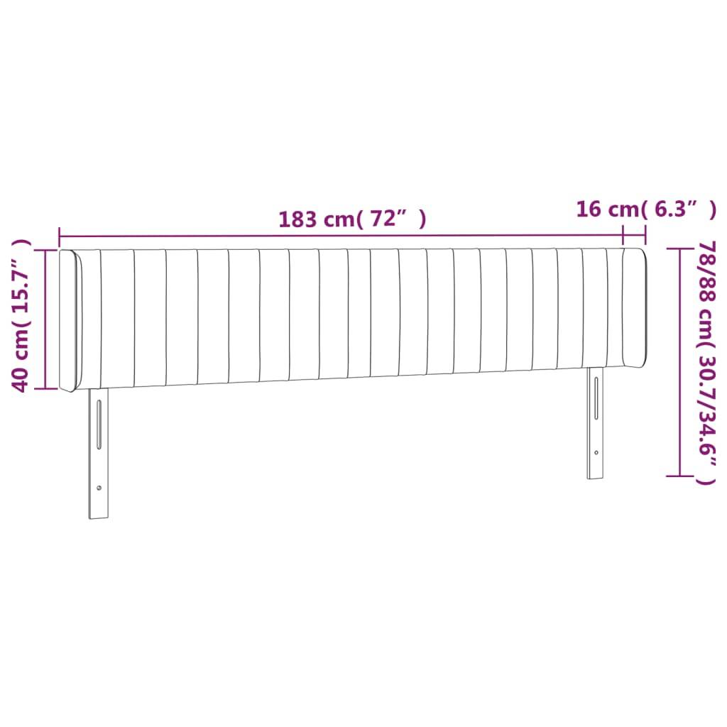 vidaXL LED Kopfteil Creme 183x16x78/88 cm Stoff