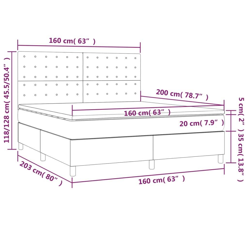 vidaXL Boxspringbett mit Matratze Rosa 160x200 cm Samt