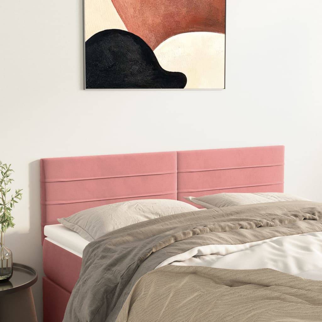 vidaXL Kopfteile 2 Stk. Rosa 72x5x78/88 cm Samt