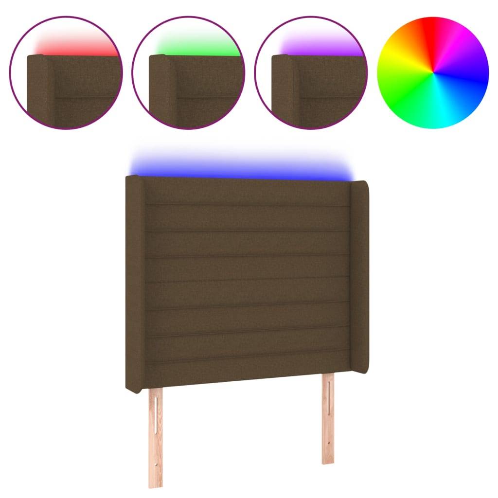 vidaXL LED Kopfteil Dunkelbraun 83x16x118/128 cm Stoff