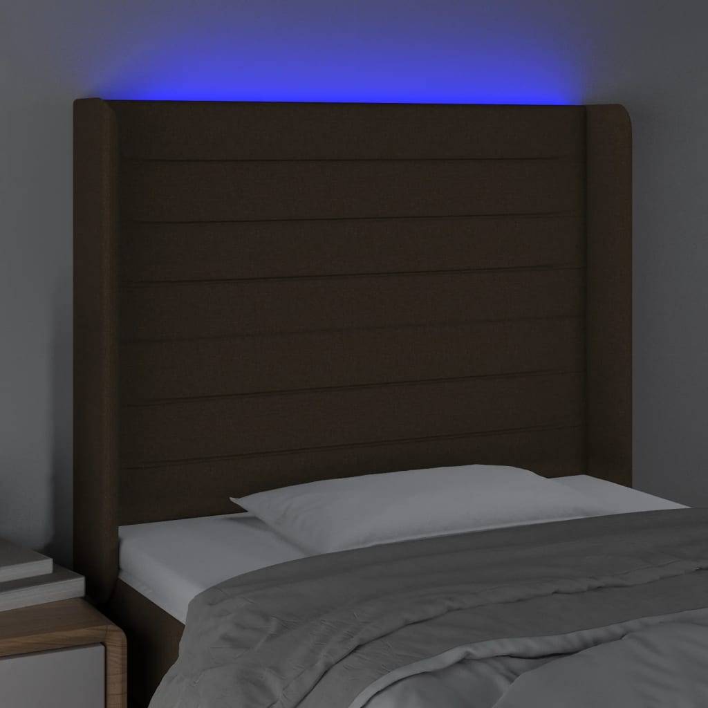 vidaXL LED Kopfteil Dunkelbraun 83x16x118/128 cm Stoff