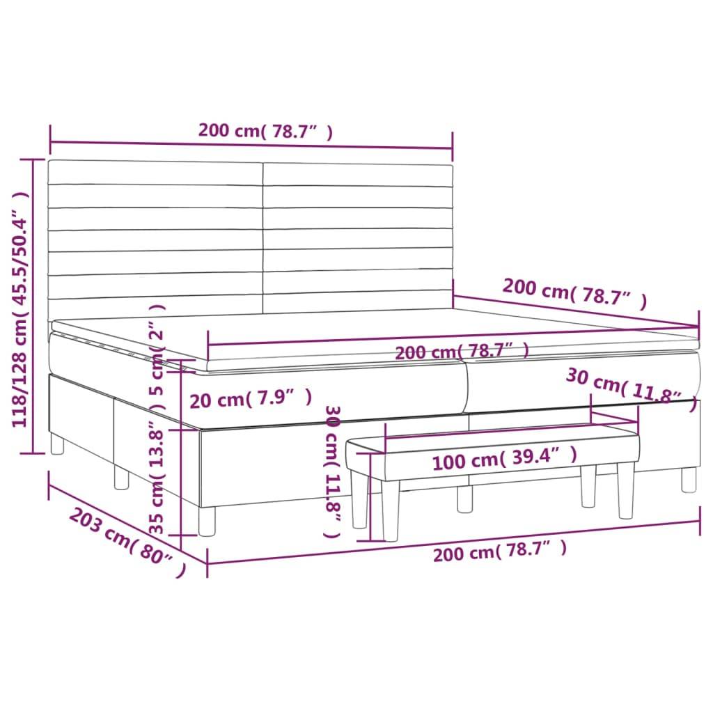 vidaXL Boxspringbett mit Matratze Dunkelbraun 200x200 cm Stoff