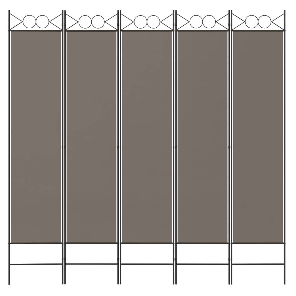 vidaXL 5-tlg. Paravent Anthrazit 200x200 cm Stoff