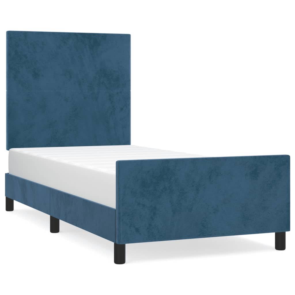 vidaXL Bettgestell ohne Matratze Dunkelblau 90x190 cm Samt