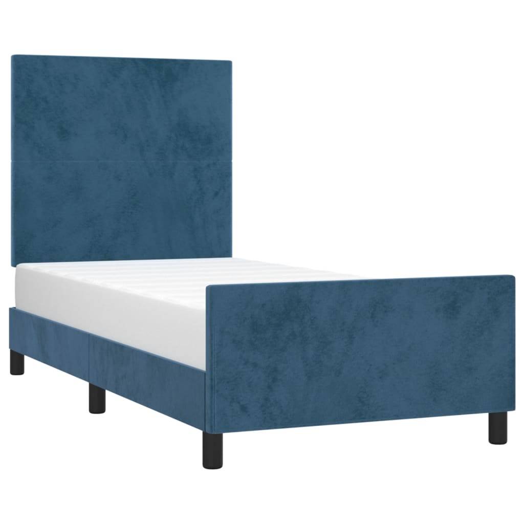 vidaXL Bettgestell ohne Matratze Dunkelblau 90x190 cm Samt