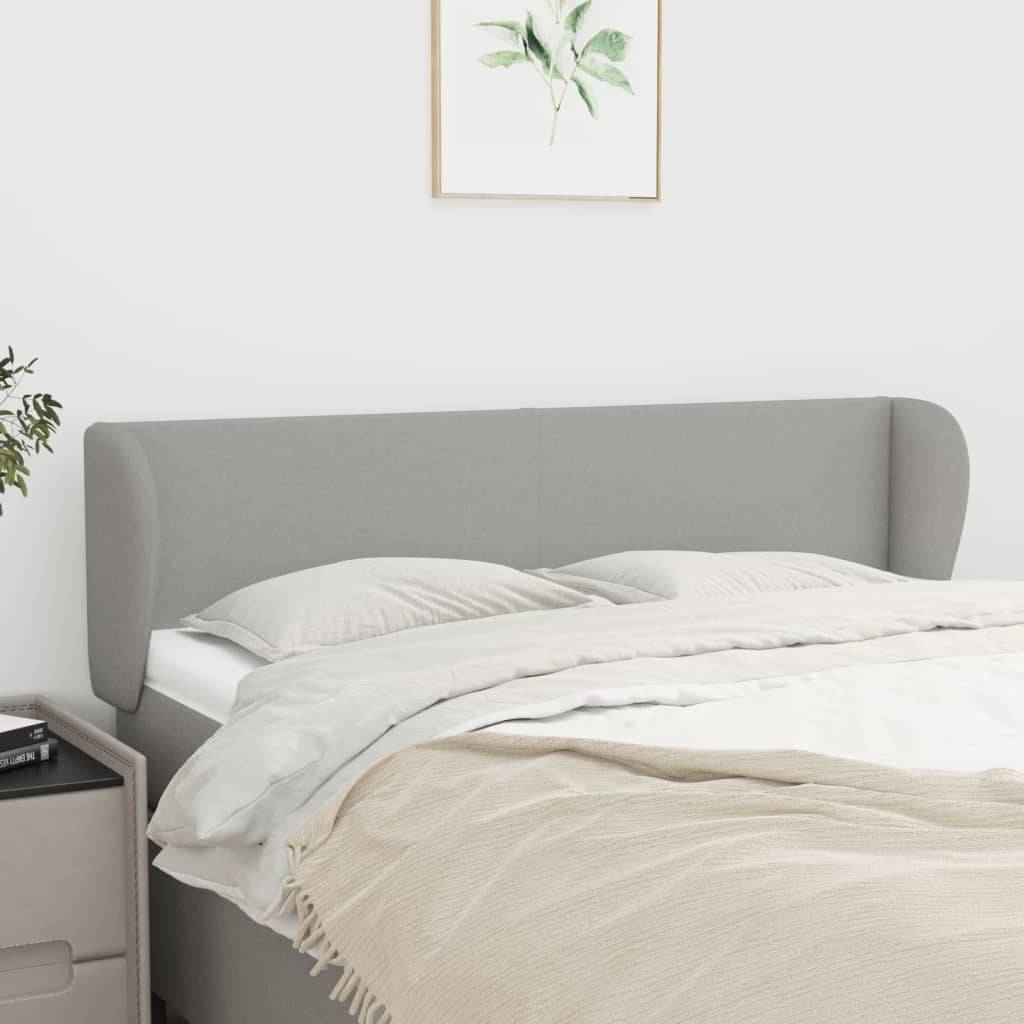 vidaXL Kopfteil mit Ohren Hellgrau 147x23x78/88 cm Stoff