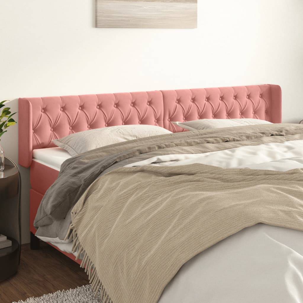 vidaXL Kopfteil mit Ohren Rosa 183x16x78/88 cm Samt