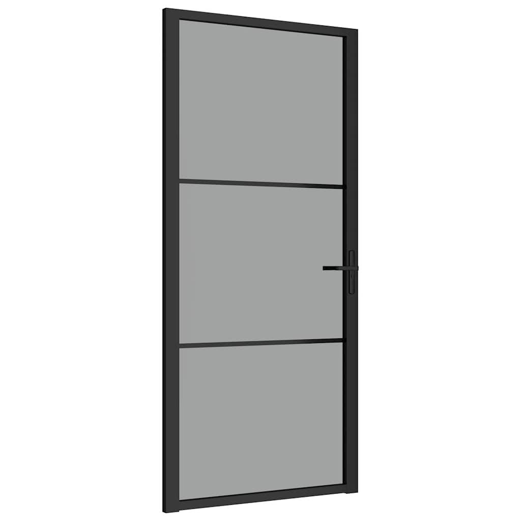vidaXL Innentür 93x201,5 cm Schwarz ESG-Glas und Aluminium