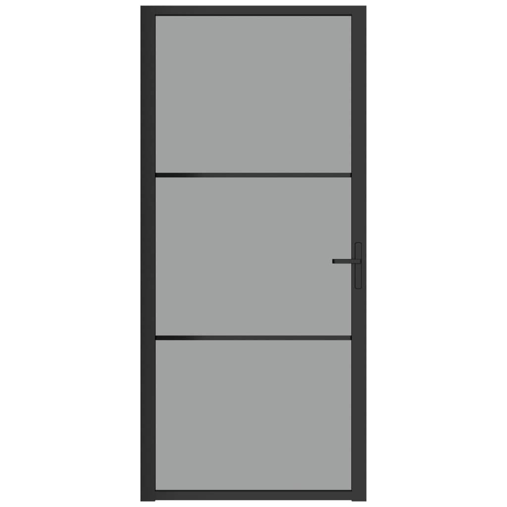 vidaXL Innentür 93x201,5 cm Schwarz ESG-Glas und Aluminium