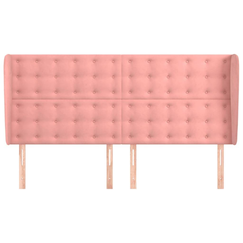 vidaXL Kopfteil mit Ohren Rosa 203x23x118/128 cm Samt