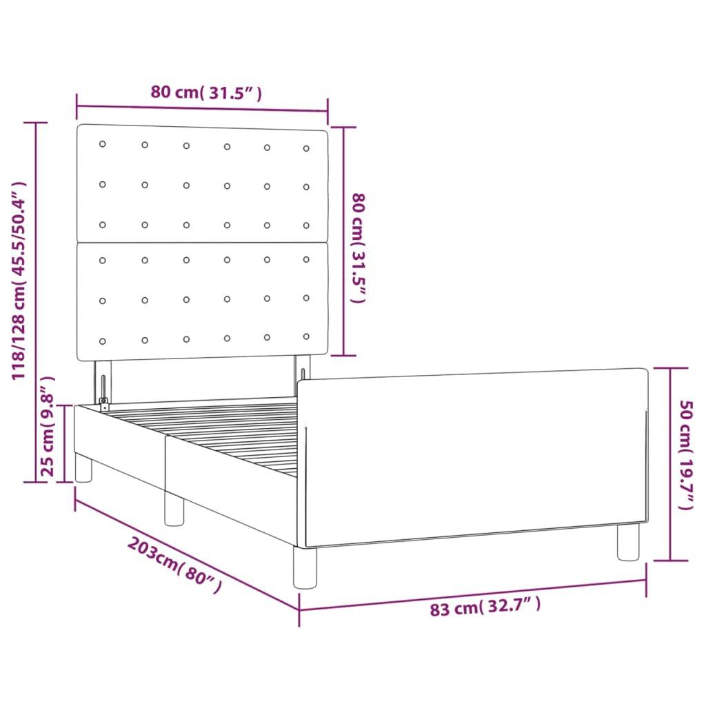 vidaXL Bettgestell mit Kopfteil Schwarz 80x200 cm Stoff